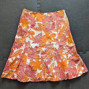 vintage 90s chadwicks linen cotton skirt orange pink summer vacation ruffle sz 6